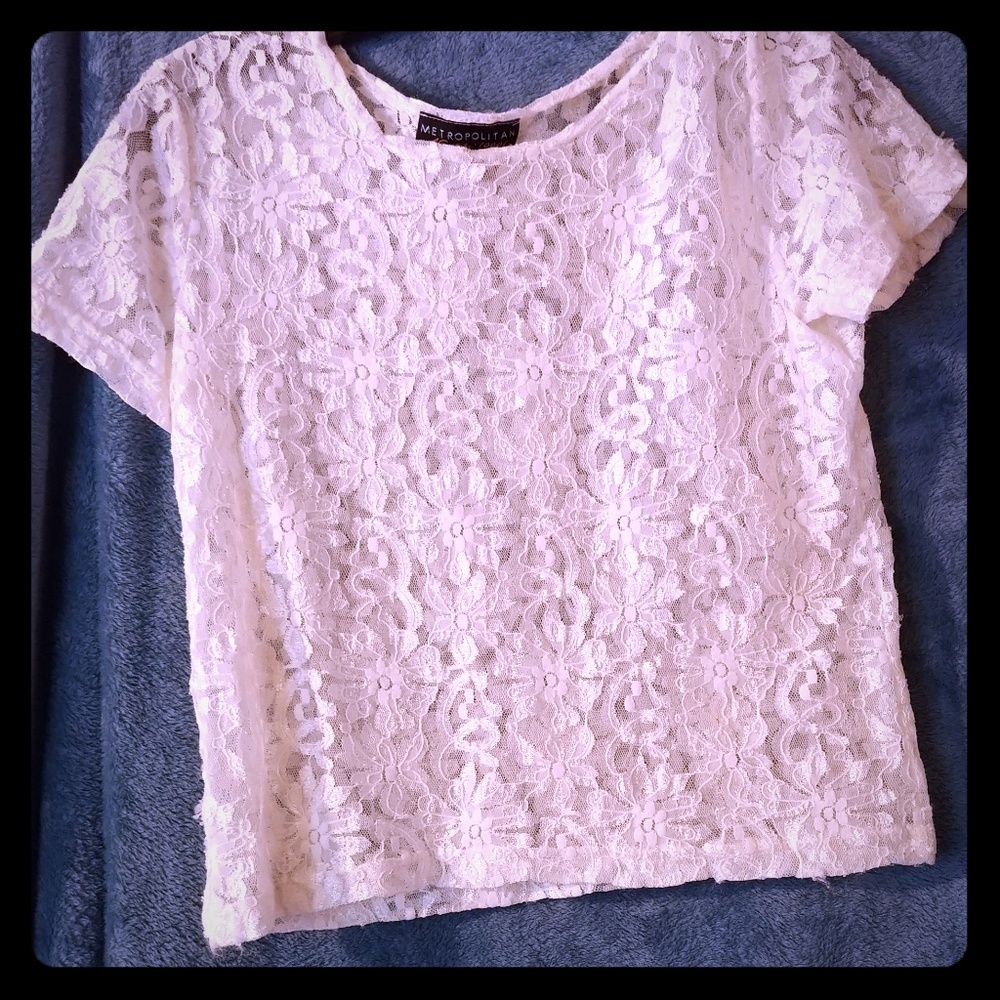 Stretchy Lace Crop Top/Off White